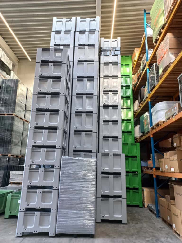 Lage kunststof palletbox | Grijs - foto's 3